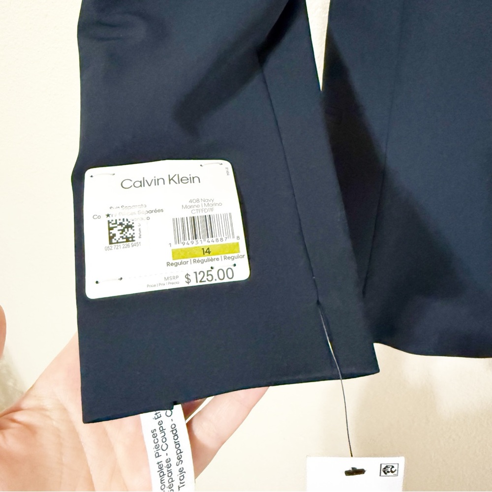 NWT Calvin Klein Boys Size 14 youth Navy Blue Blazer Suit Jacket - Picture 5 of 7